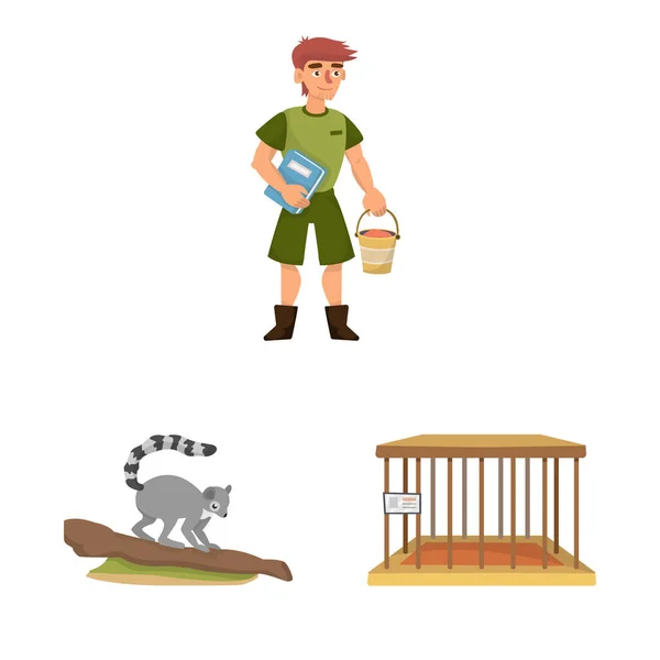 Diseño vectorial del zoológico y el símbolo del parque. Conjunto de zoológico e icono de vector animal para stock . — Vector de stock