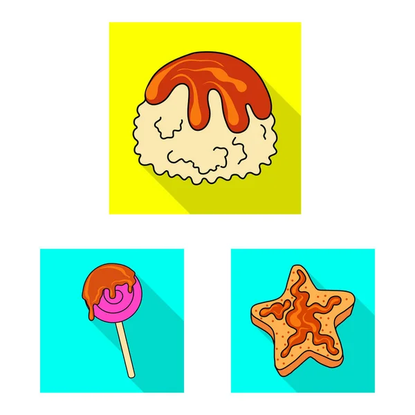 Vectorillustratie van zoetwaren en culinaire logo. Set van zoetwaren en kleurrijke voorraad vectorillustratie. — Stockvector