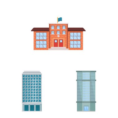 Cephe ve simge yapı vektör Illustration. Cephe ve dış cephe stok vektör çizim.