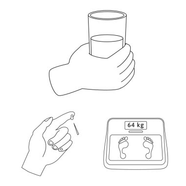 Mellitus ve diyabet logosu vektör Illustration. Web için mellitus ve diyet stok sembolü seti.