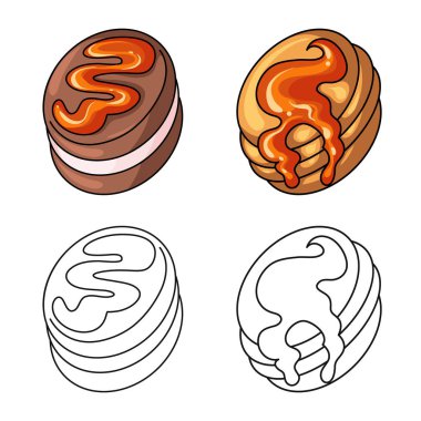 Şekerleme ve mutfak işareti yalıtılmış nesne. Şekerlemeler ve ürün stok vektör çizim koleksiyonu.