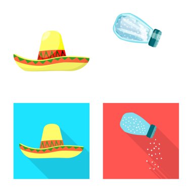 Kafe ve Latin işareti vektör çizimi. Kafe ve hisse senedi için ulusal vektör simge kümesi.