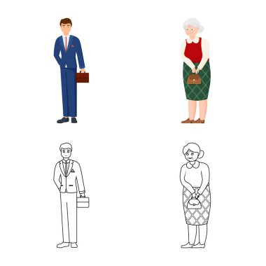 Karakter ve avatar sembolü yalıtılmış nesne. Karakter ve portre hisse senedi vektör çizim topluluğu.