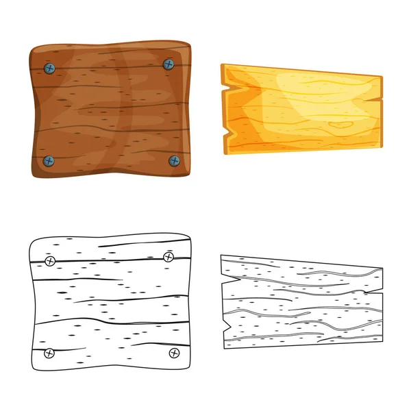 Objeto aislado de crudo y símbolo del bosque. Colección de símbolo de stock de madera cruda y dura para la web . — Vector de stock