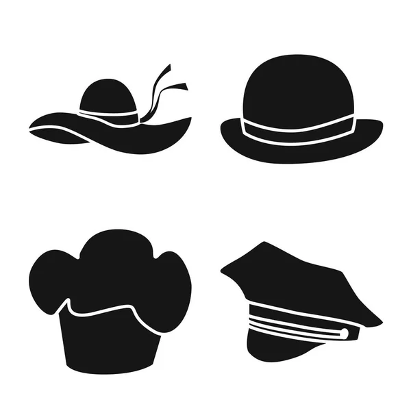 ビーニーとベレー帽のシンボルのベクター デザイン。Web のビーニーとうたた寝する人の銘柄記号のセット. — ストックベクタ