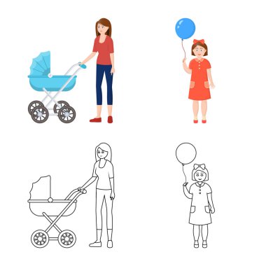 Karakter ve avatar simge vektör tasarımı. Hisse senedi için karakter ve portre vektör simge kümesi.