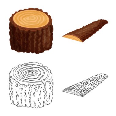 Yalıtılmış nesne ağacı ve ham sembol. Web için ağaç ve inşaat hisse senedi simgesi kümesi.