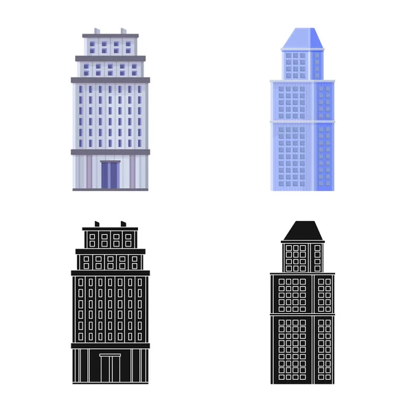 Objeto aislado de símbolo municipal y central. Conjunto de iconos vectoriales municipales y inmobiliarios para stock . — Archivo Imágenes Vectoriales