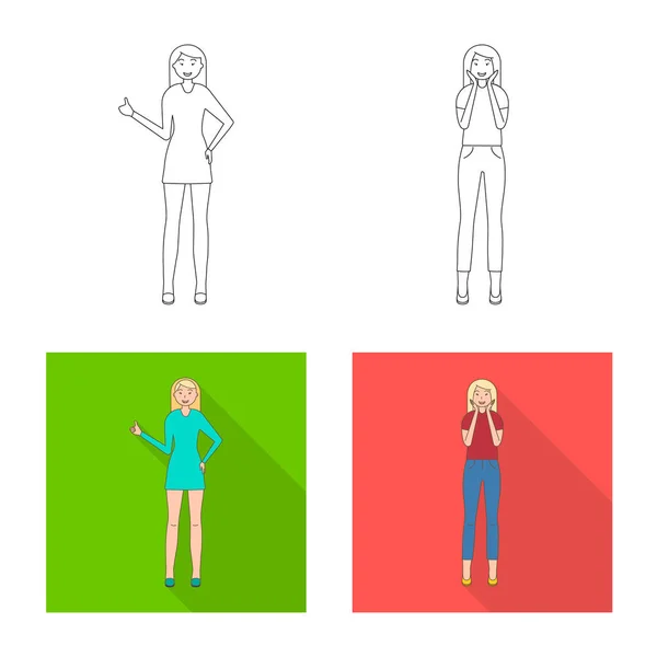 姿勢と気分のサインのベクター イラストです。姿勢や女性株式ベクトル イラスト集. — ストックベクタ
