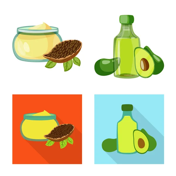 Illustrazione vettoriale del logo sano e vegetale. Set di icone vettoriali sani e agricoli per lo stock . — Vettoriale Stock