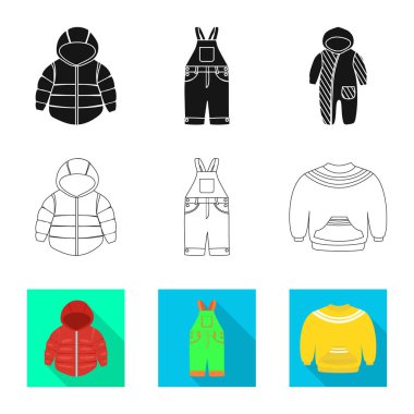 İllüstrasyon işareti moda ve hazır giyim, vektör. Hisse senedi için moda ve pamuk vektör simge kümesi.