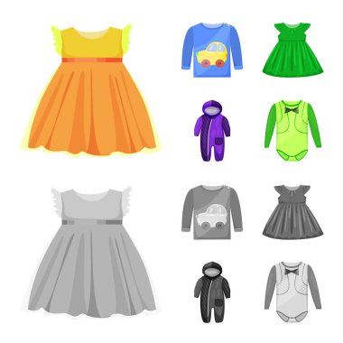 Moda ve giysi simge vektör tasarımı. Web için moda ve pamuk hisse senedi simgesi kümesi.
