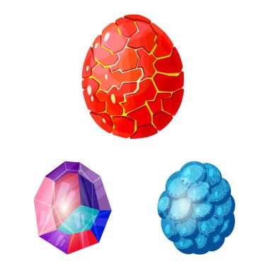 Dinozor ve sihirli simge vektör illüstrasyon. Web için dinozor ve fantezi stok sembolü seti.