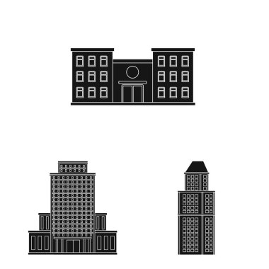 Modern ve emlak işareti Vektör illüstrasyon. Web için modern ve bina stok sembolü seti.