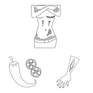 Hastalık ve sağlık simgesi vektör Illustration. Stok için hastalık ve ağrı vektör simgesi seti.