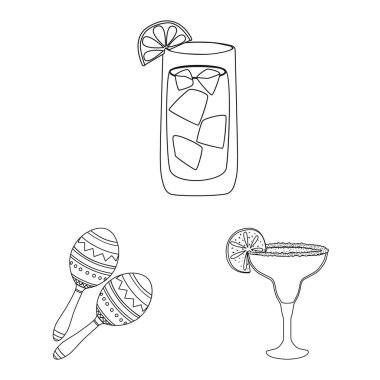 Meksika ve tekila logo vektör tasarımı. Hisse senedi için Meksika ve fiesta vektör simge kümesi.