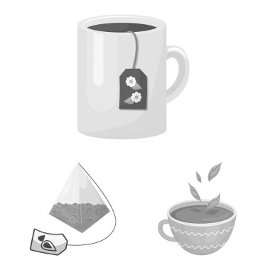 Yeşil ve siyah sembolün vektör illüstrasyonu. Stok için yeşil ve organik vektör simgesi kümesi.