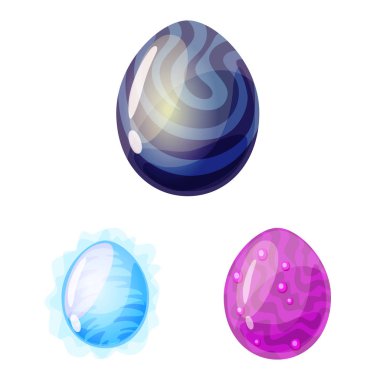 Dinozor ve sihirli simge vektör illüstrasyon. Stok için dinozor ve fantezi vektör simgesi seti.