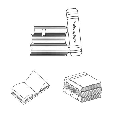 Çalışma ve edebiyat simgesinin izole nesne. Stok için çalışma ve kaynak vektör simgesi seti.