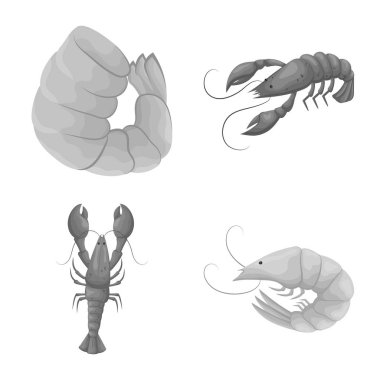 Yengeç ve meze işareti vektör Illustration. Hisse senedi için yengeç ve deniz vektör simge kümesi.