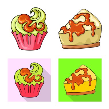 Şekerleme ve mutfak logo yalıtılmış nesne. Şekerlemeler ve hisse senedi için ürün vektör simge kümesi.