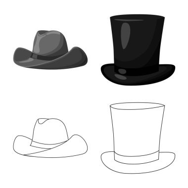 Giyim ve kap logo vektör tasarımı. Giyim ve hisse senedi için bere vektör simge kümesi.