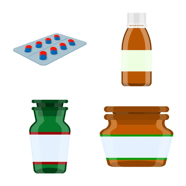 Vectorillustratie van farmacie en farmaceutische teken. Set van pictogram in de apotheek en gezondheid de vector voor voorraad. — Stockvector