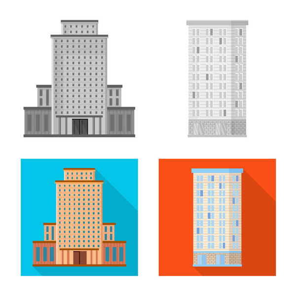 Vector illustration of municipal and center symbol. Set of municipal and estate stock vector illustration.