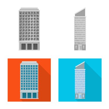 Belediye vektör tasarımı ve merkezi oturum açın. Belediye ve Emlak hisse senedi simgesi için web topluluğu.