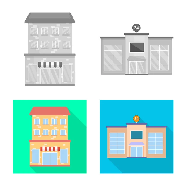 Vektor illustration av kommunalt och centrera logotyp. Uppsättning av kommunal och estate aktiesymbol för webben. — Stock vektor