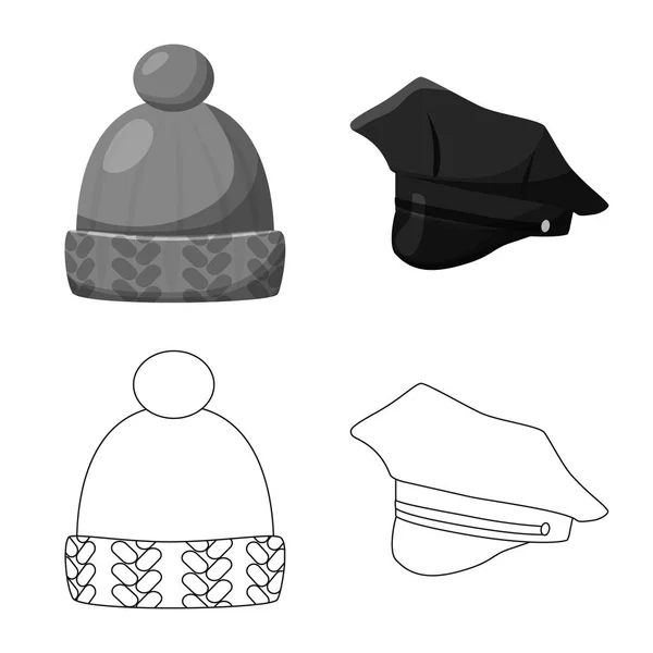 Illustration vectorielle des vêtements et de l'icône casquette. Ensemble de vêtements et icône vectorielle béret pour stock . — Image vectorielle