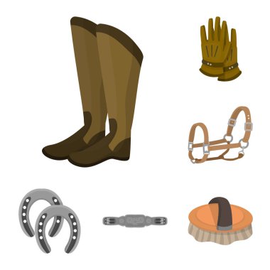 At ve Binicilik simgesinin vektör tasarımı. Stok için at ve at vektör simgesi seti.