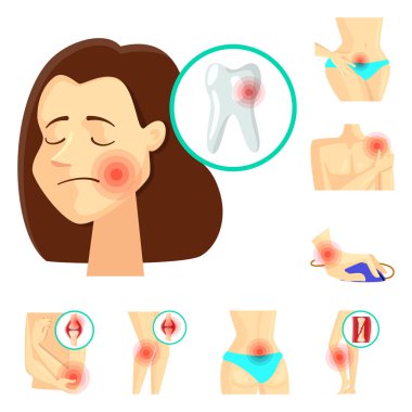 Ağrı ve hastalık logo vektör Illustration. Ağrı ve yaralanma hisse senedi vektör çizim topluluğu.