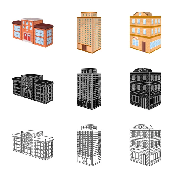 Izolovaný objekt stavebnin a stavebních ikonu. Kolekce ze stavebních a realitních akcií vektorové ilustrace. — Stockový vektor