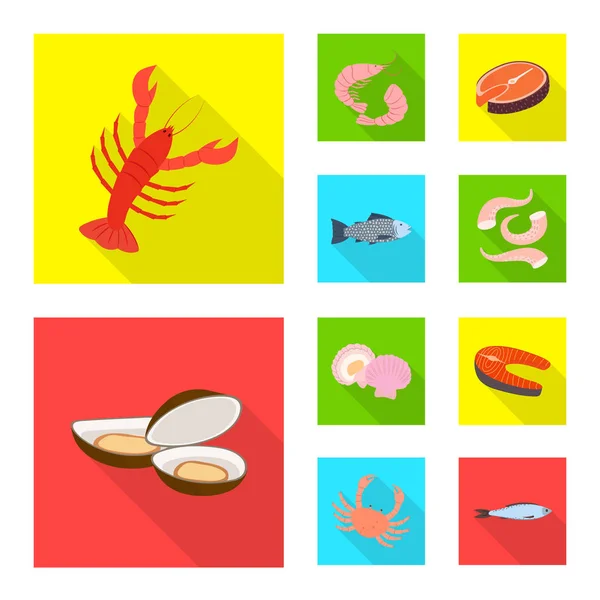Vector design of product and ocean symbol. Collection of product and restaurant vector icon for stock. — Stock Vector
