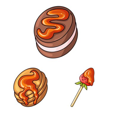 Tatlı ve tatlı simge vektör Illustration. Tatlı kümesi ve hisse senedi için gıda vektör simgesi.