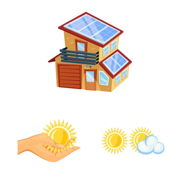 Illustrazione vettoriale e segno organico. Raccolta e Solar stock vector illustrazione . — Vettoriale Stock