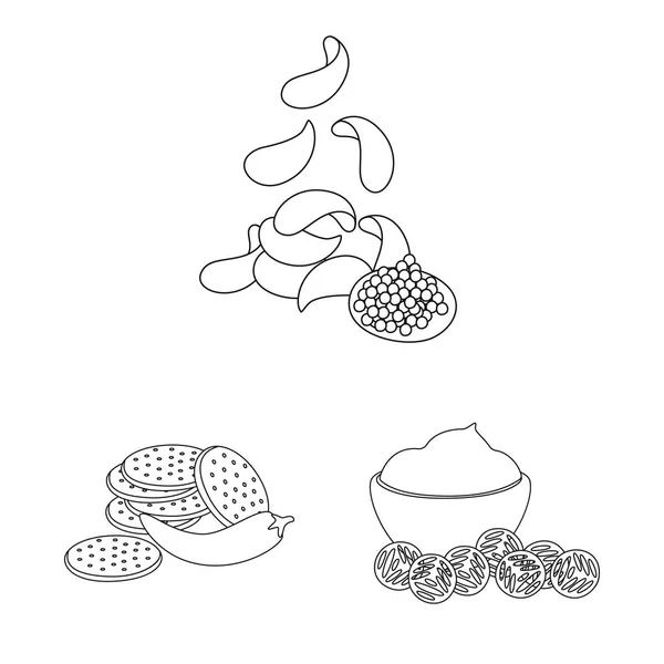 Illustration vectorielle du goût et signe croquant. Jeu de symbole de goût et de bouillon de cuisson pour toile . — Image vectorielle