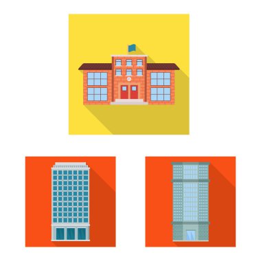 Belediye izole nesnesini ve merkezi logosu. Emlak hisse senedi vektör çizim ve Belediye kümesi.