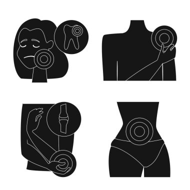 İlk ve yardım simge vektör tasarımı. İlk ve hisse senedi için hastalık vektör simge kümesi.