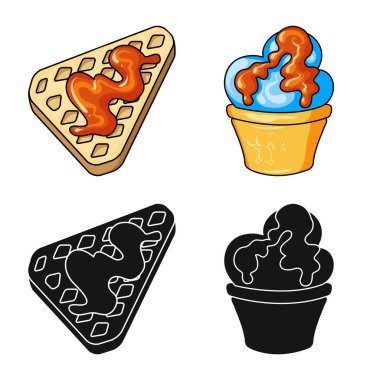 Şekerlemeler ve mutfak işareti vektör tasarımı. Şekerlemeler ve hisse senedi için ürün vektör simge kümesi.