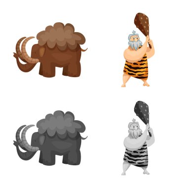 Evrim ve tarih öncesi logo vektör Illustration. Web için evrim ve geliştirme hisse senedi simgesi kümesi.