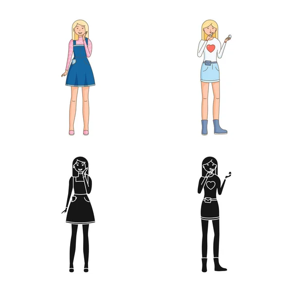 Illustrazione vettoriale della postura e dell'umore. Set di postura e icona vettoriale femminile per magazzino . — Vettoriale Stock
