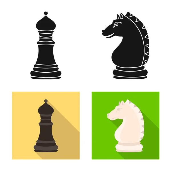 Vektordesign von Schachmatt und Thin Icon. Sammlung von Schachmatt und Zielaktiensymbol für das Web. — Stockvektor