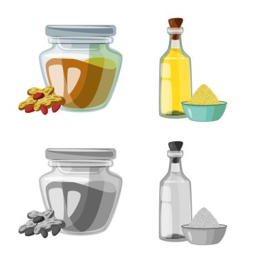 Sağlıklı ve sebze logosu yalıtılmış nesne. Tarım hisse senedi vektör çizim ve sağlıklı kümesi.