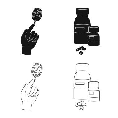 Diyet ve tedavi simge vektör tasarımı. Diyet ve ilaç hisse senedi simgesi için web topluluğu.