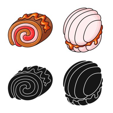 Şekerlemeler ve mutfak simge vektör tasarımı. Şekerlemeler ve ürün stok vektör çizim koleksiyonu.