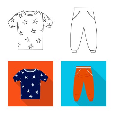 Moda ve giysi simgesi yalıtılmış nesne. Moda ve pamuk stok vektör çizim seti.