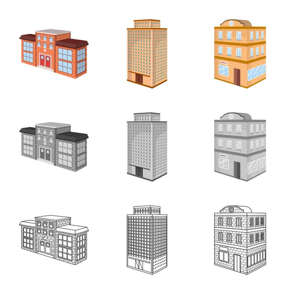 Conception vectorielle de la construction et du symbole du bâtiment. Ensemble de construction et d'illustration vectorielle de stock immobilier . — Image vectorielle