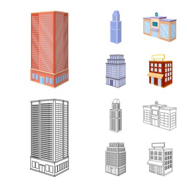 İnşaat ve bina logosu izole nesne. Web için inşaat ve Emlak stok sembolü seti.